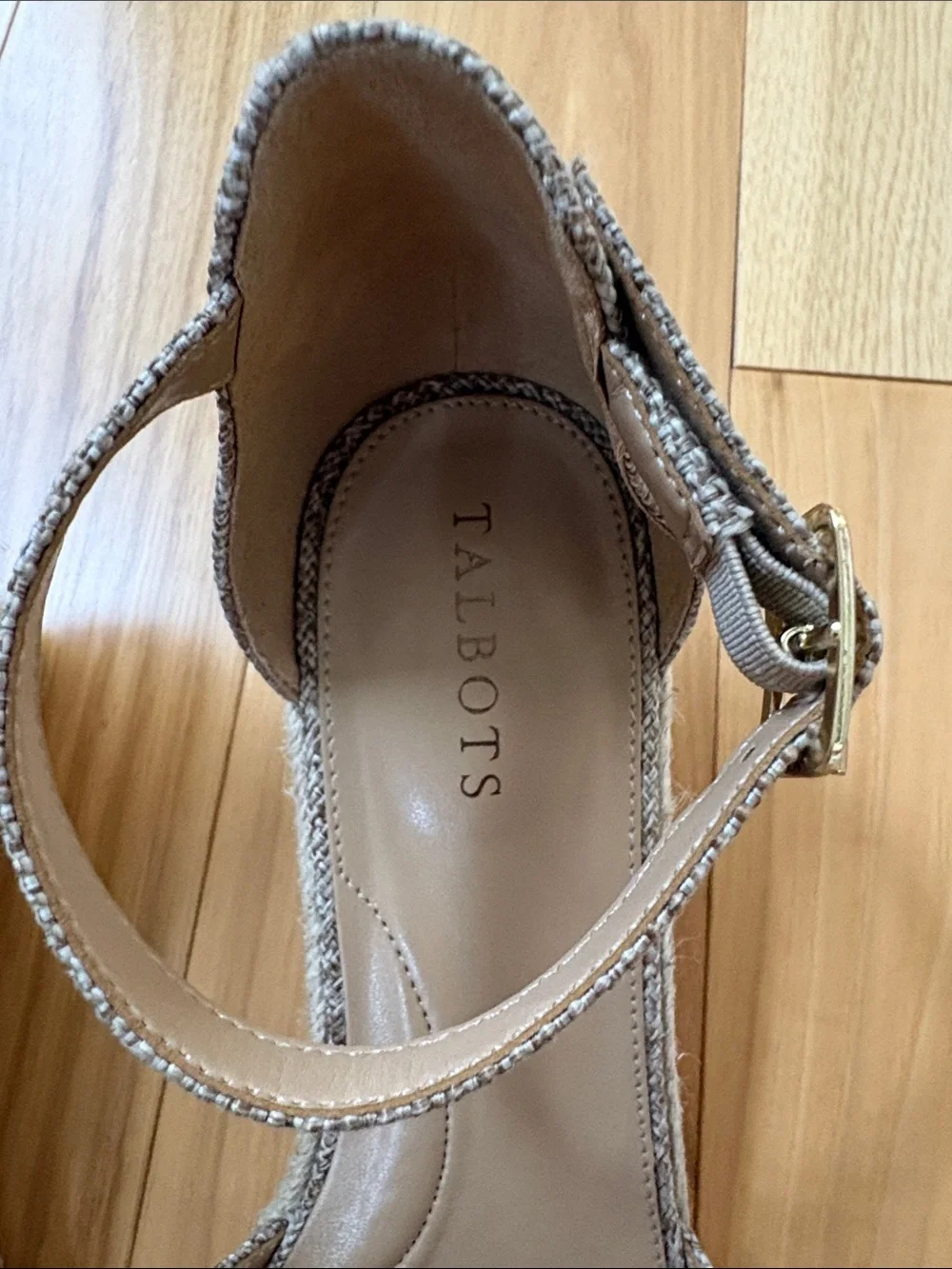 Talbots Neutral Tweed Espadrille Wedge Sandals - Neutral Beige Size 8 M